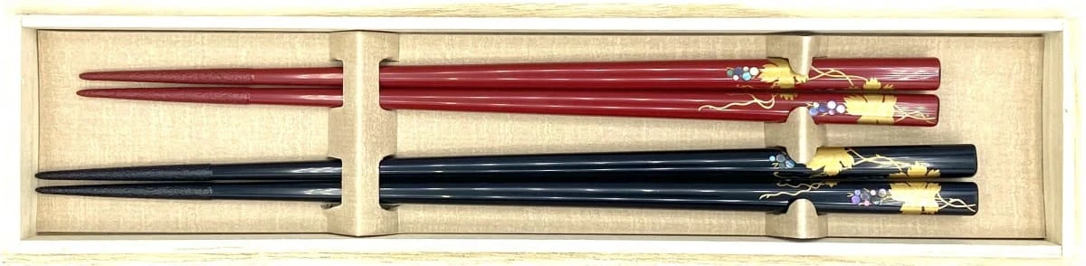 送料無料】山中塗 ぶどう蒔絵 夫婦箸セット【桐箱入】 - お買い物