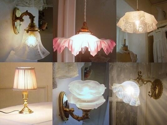 ガラスランプシェード＆ペンダントライト（フランスアンティーク