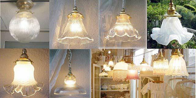 ガラスランプシェード＆ペンダントライト（フランスアンティーク