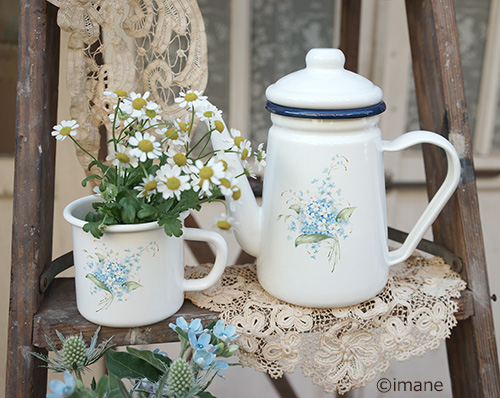 イマン クラリス ホーロー コーヒーポット【イマン＆マニー薔薇の雑貨