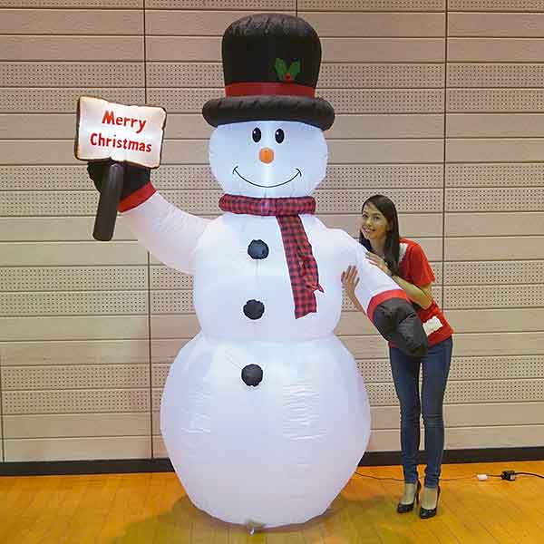 クリスマスエアブロー装飾 サインボードスノーマン H240cm【エア