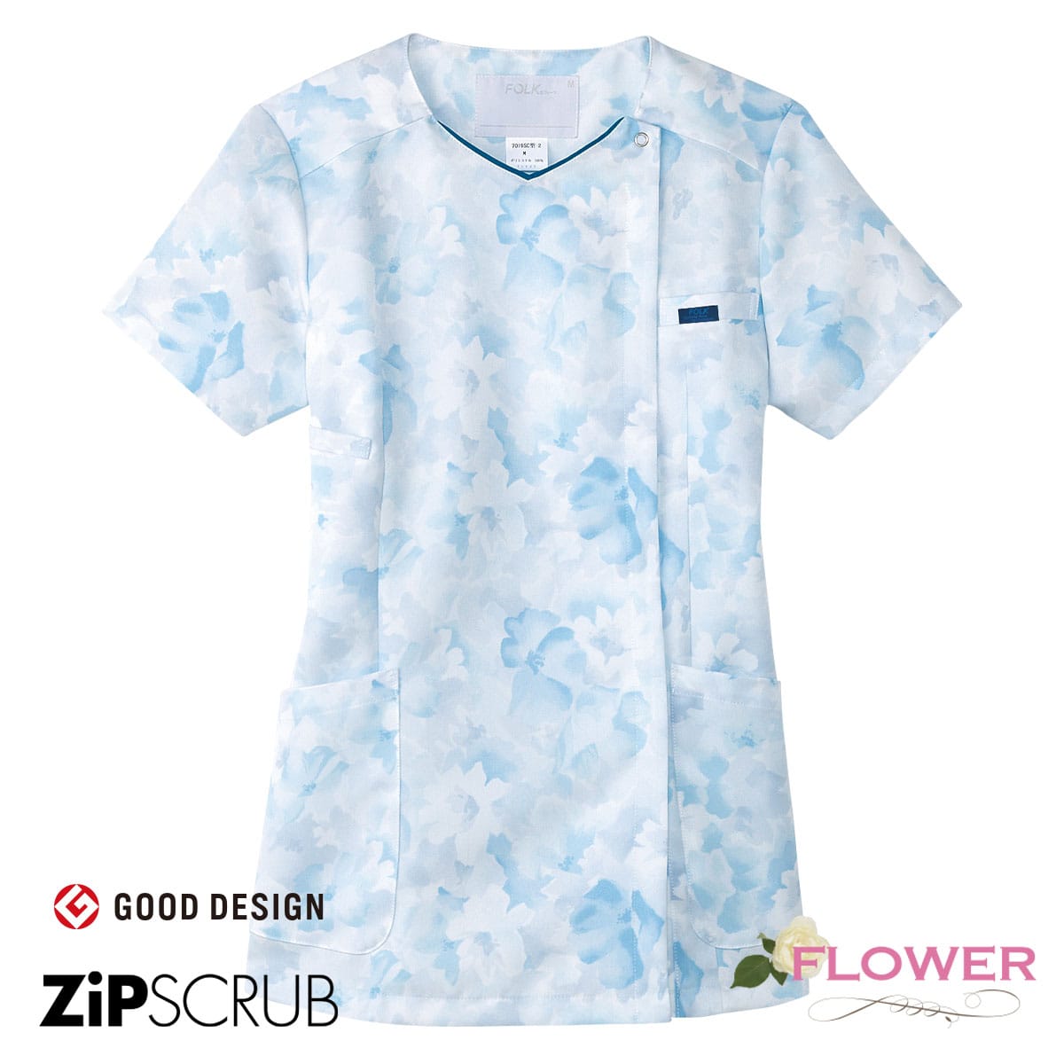 7034SC 花柄スクラブ（フラワーシリーズ）｜医療用白衣・介護