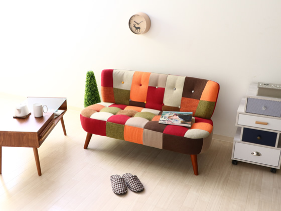 不二貿易 ソファ 2人掛け デイジー W1230 パッチワーク 34262 通販