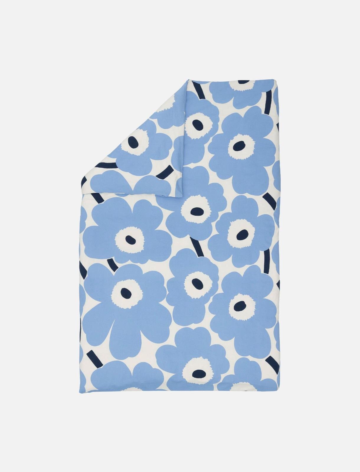 マリメッコ”やわらかライトブルー”の「ウニッコ」バスマットや枕カバー