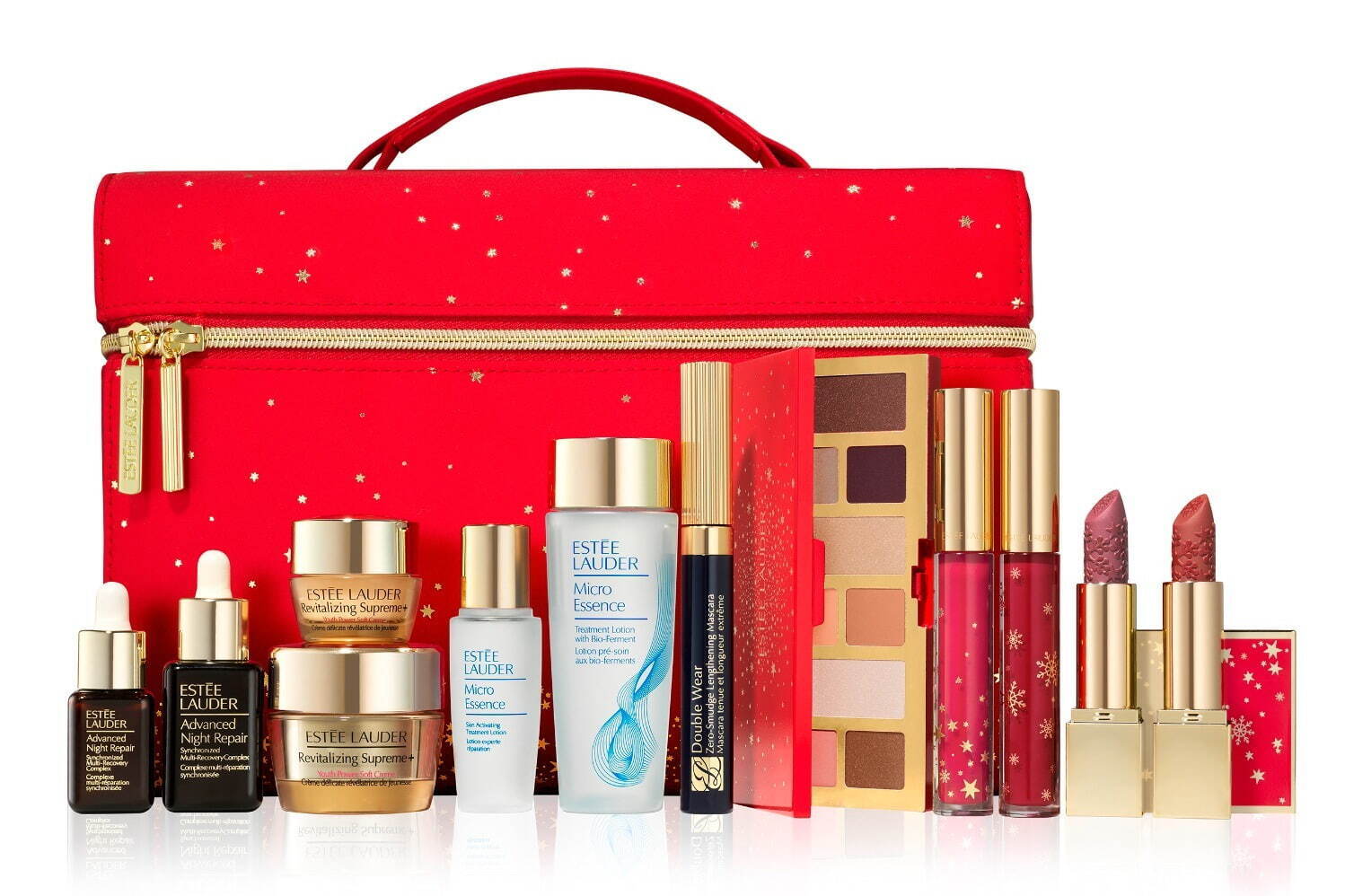 エスティ ローダー22年クリスマスコフレ、“名品コスメ”現品入りメイク