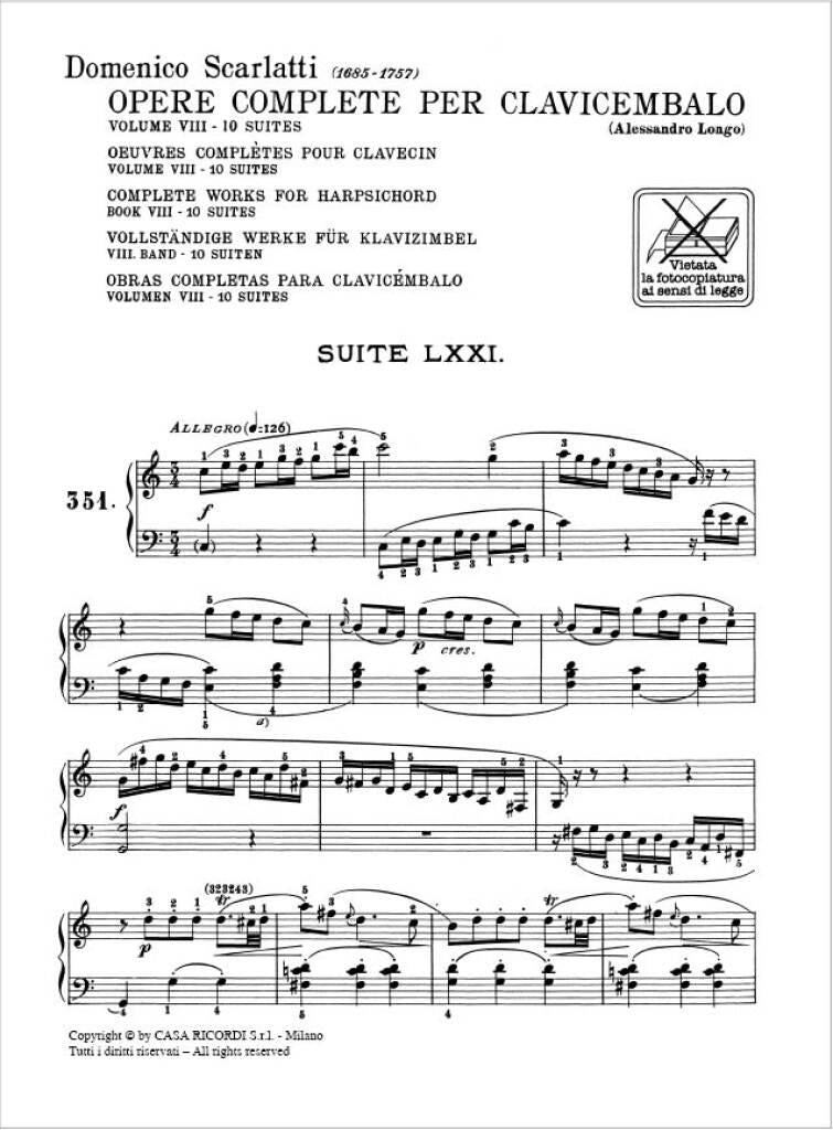 Scarlatti: Keyboard Sonatas - Volume 8 (L. 351-400) – Ficks Music