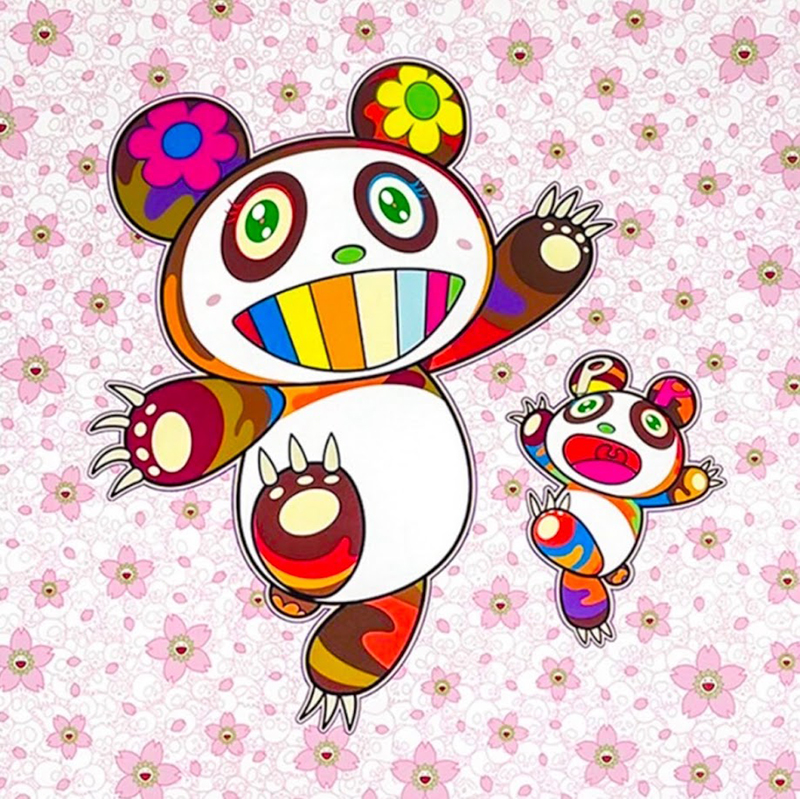 桜吹雪の中のパンダの親子』村上隆／Takashi Murakami | 絵画・アート