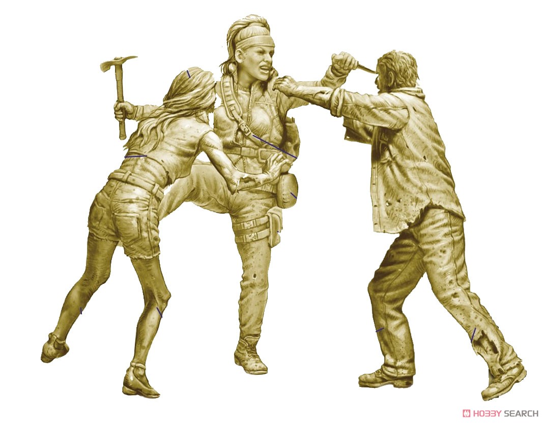 ゾンビハンター・女性1体+襲いかかる男女ゾンビ2体・ゾンビランド