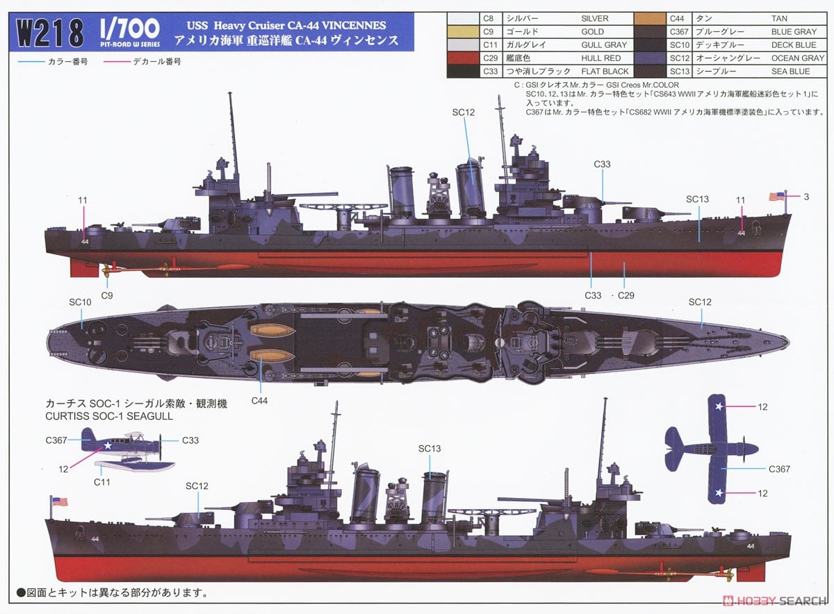 アメリカ海軍 重巡洋艦 CA-44 ヴィンセンス (プラモデル) - ホビー