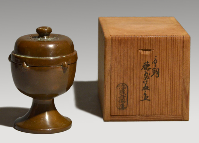 唐銅 穂屋蓋置 三代 高木治良兵衛(造) 共箱 | 古美術ささき