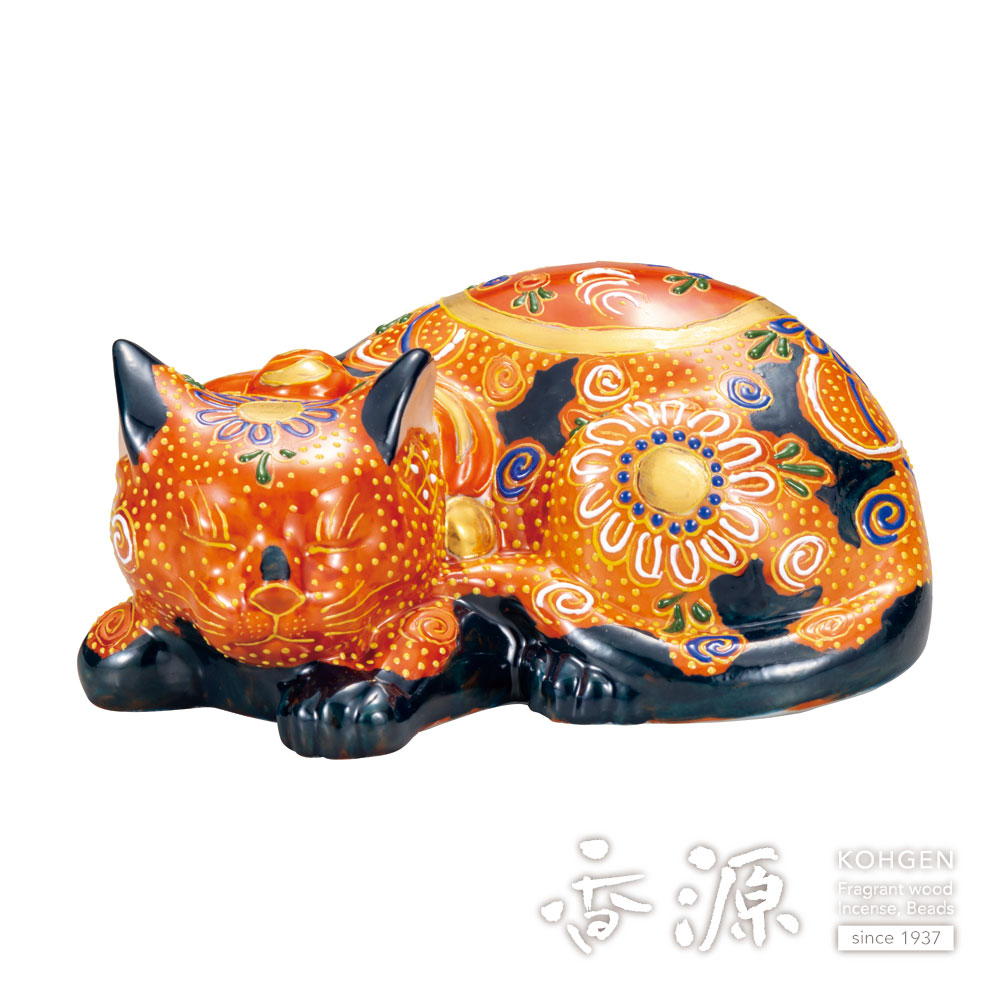 九谷焼 5号眠り猫 紺盛の通販 - お香専門店香源