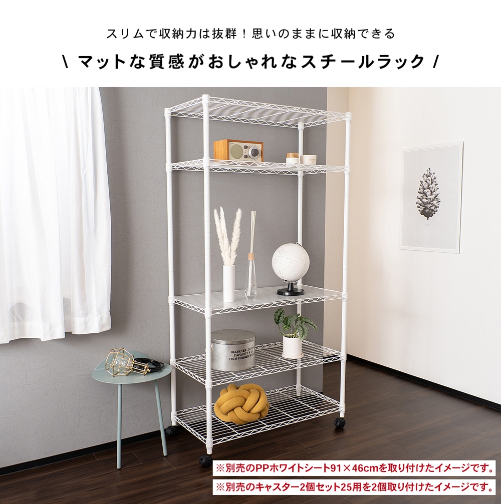 LIFELEX カラーラック5段ホワイト 25Φ 9045－180(ホワイト