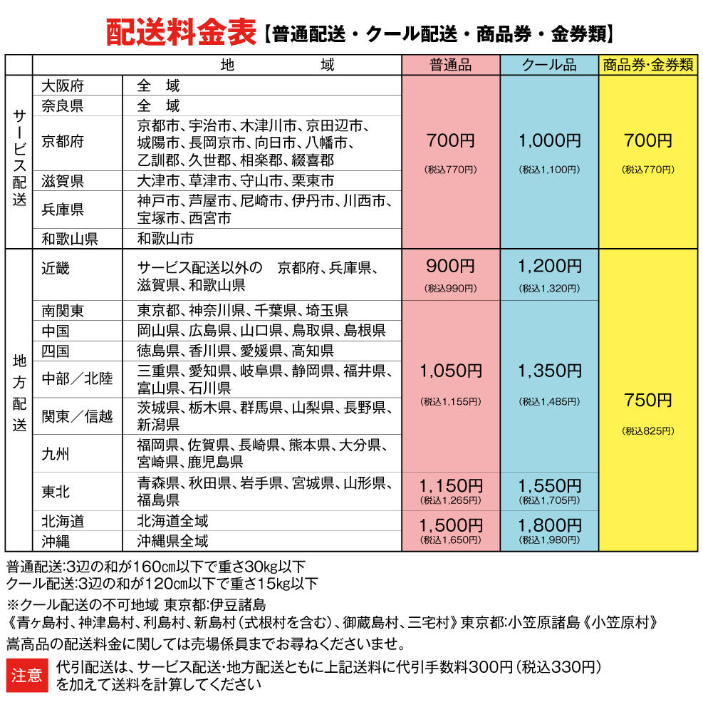 2022年9月1日（木）からの配送料金改定のお知らせ