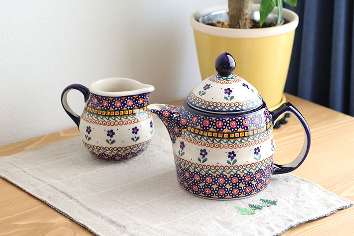 ティーポット・中・ポーリッシュポタリー(ポーランド食器)