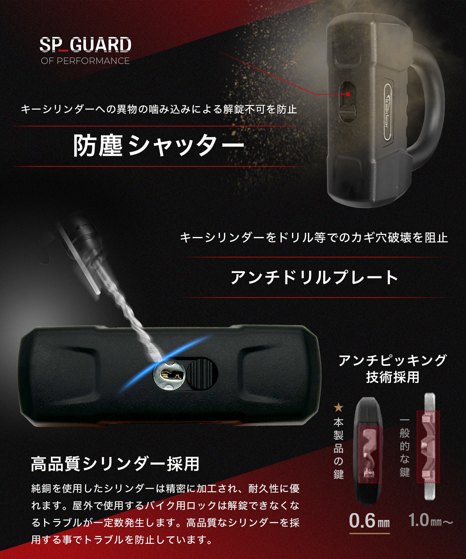 SP-GUARD パッドチェーン KDR-LK2S 純銅シリンダーと特殊焼入鋼