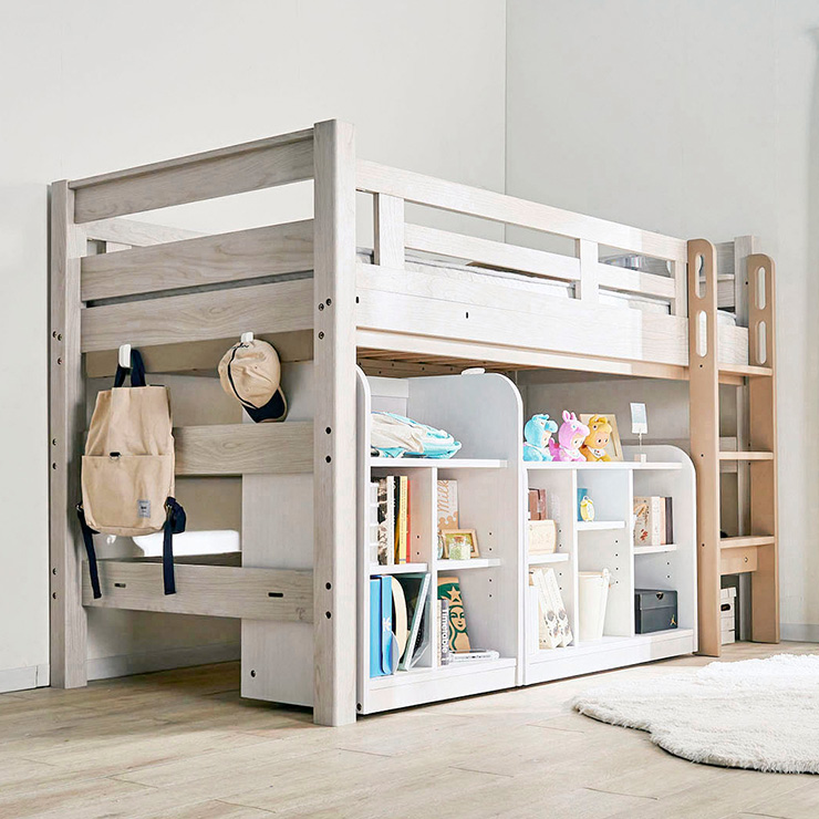 宮付き ロフトベッド eeny(イーニー) Low shelf+shelf H135cm 4色対応