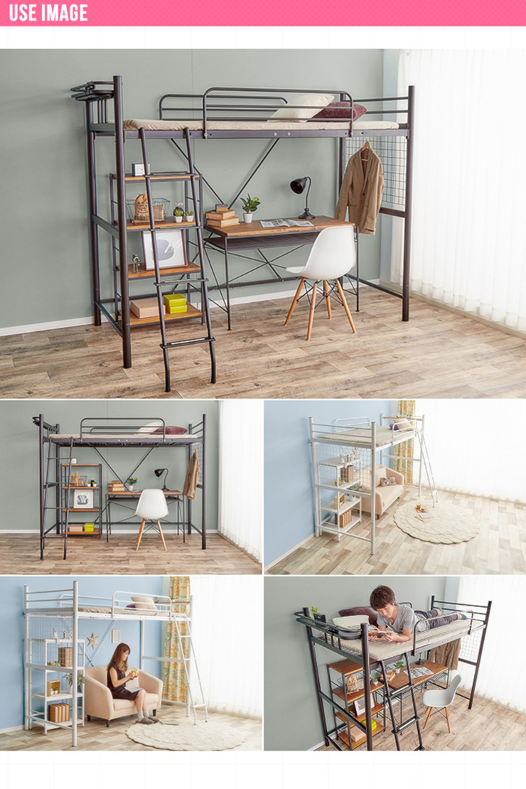 寝具 Pionnier ロフトパイプベッド シングル 2色対応の通販情報 - 家具