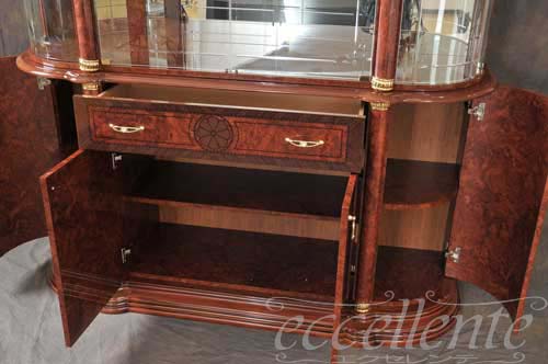 FL-01 イタリア製4ドアグラスカップボード ウォールナットカラー