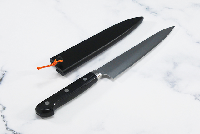 高村刃物】粉末ハイスピード ステンレス鋼 ペティ刃渡 木鞘付き 刃渡り