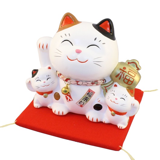 貯金箱 幸せ家族 招き猫（小）みけ・縁起物 / 京都の人形・こけし・和