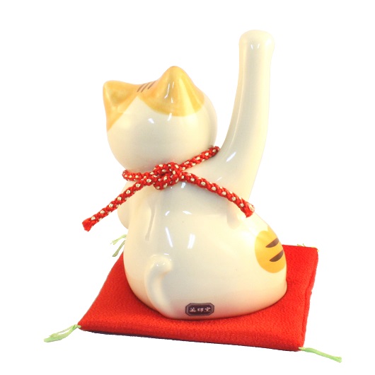 彩絵必勝金運招き猫（鈴付・大）・縁起物 / 京都の人形・こけし・和