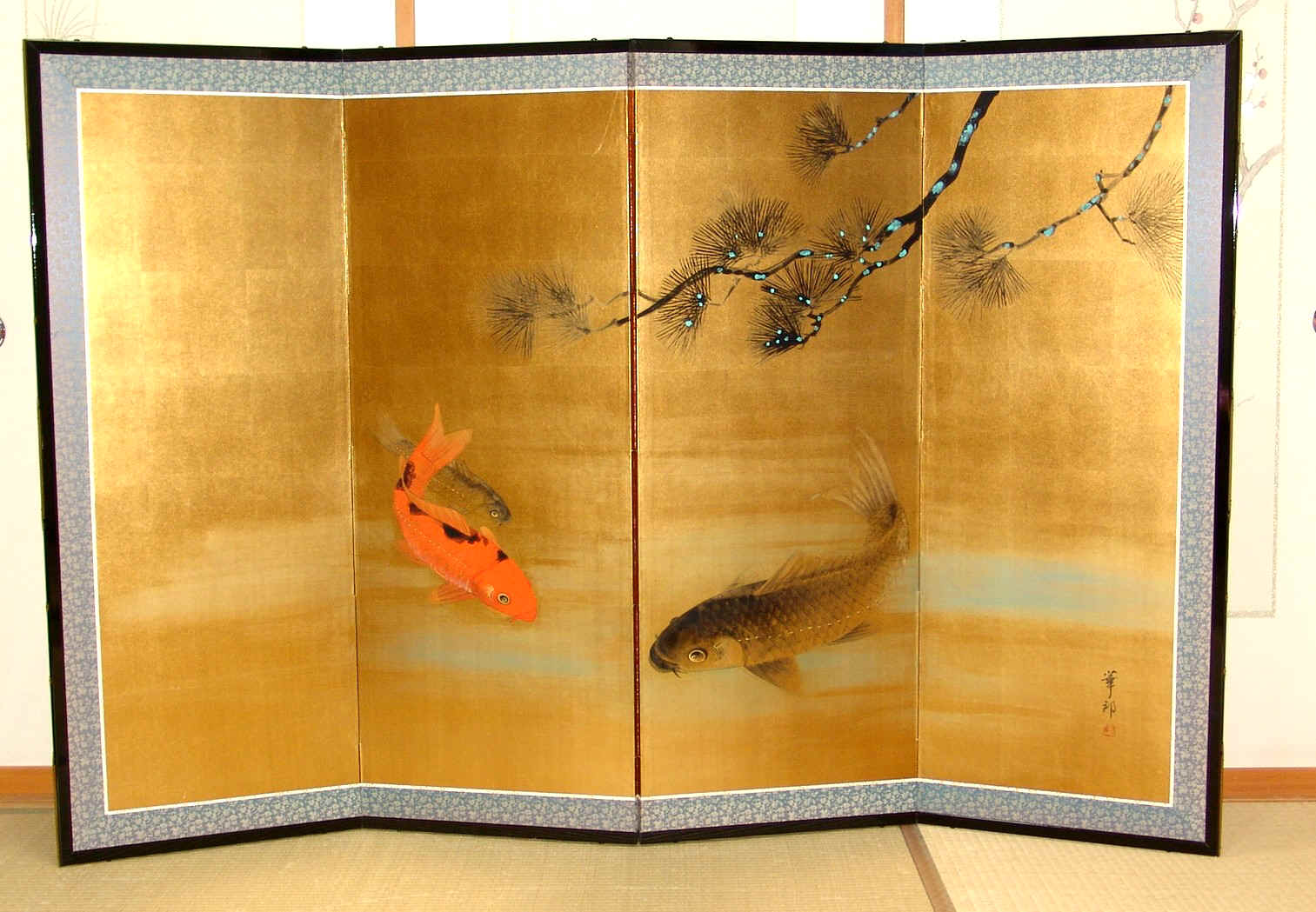 金屏風 日本画金屏風の製造/通信販売(通販) 御子柴屏風店