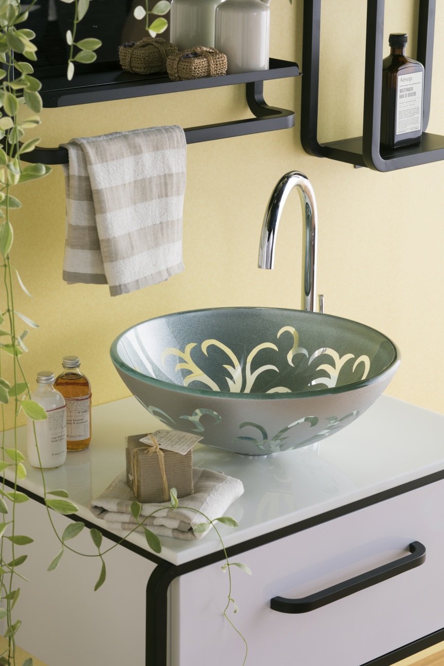 おしゃれ洗面ボウル クリアガラス-05 B123」W420×D420×H145mm ガラス製