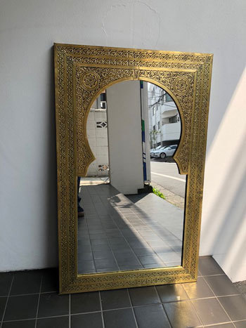 GADAN モロッコ家具 ミラー（鏡）「モロカンミラー アーチL／ゴールド