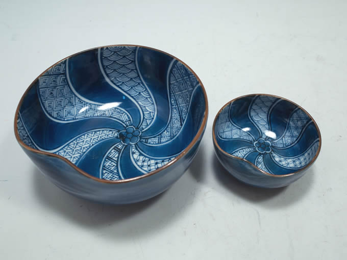 北村賀善（京焼）の青花捻祥瑞取鉢揃 | 東京世田谷の買取専門店くらし