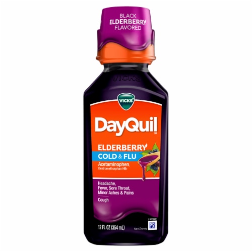 Vicks DayQuil Cold & Flu Relief Elderberry Liquid, 12 fl oz - Pick