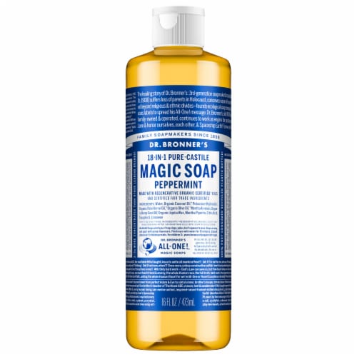 Dr. Bronner's 18-in-1 Hemp Peppermint Pure Castile Liquid Soap, 16