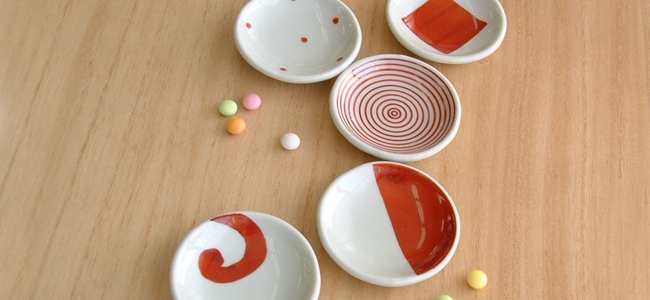 波佐見焼 康創窯 「赤絵豆皿セット」 小さくてかわいくて気が利く