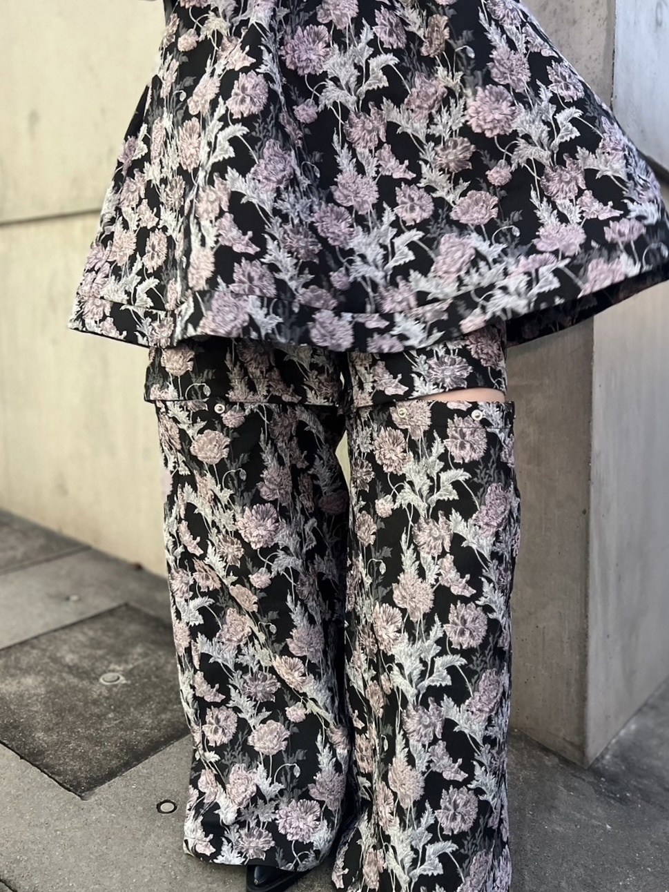 HONEY MI HONEY｜フラワージャガードワイドパンツ｜3wayで楽しめる