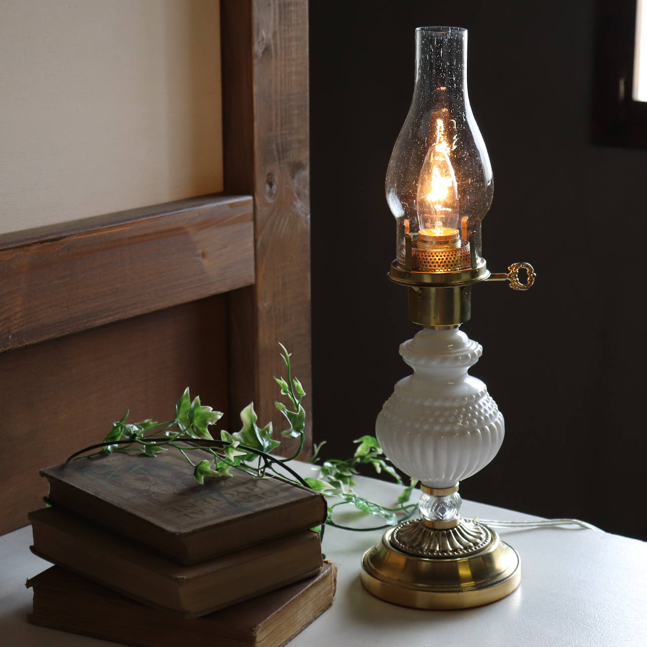 クラシックオイルランプ 透明 ガラス製2点 クラシックオイルランプ