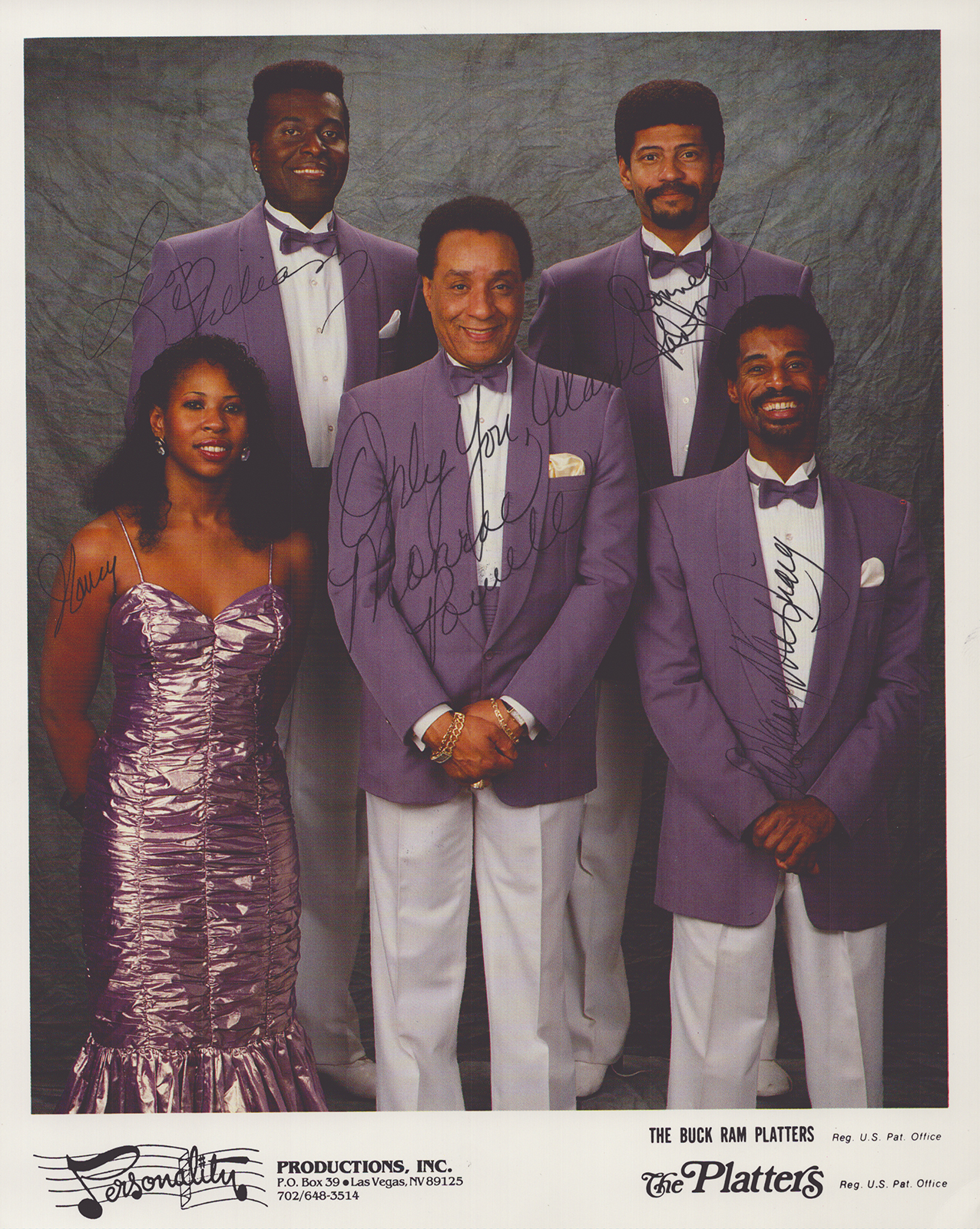 The Platters - Inscribed Printed Photograph Signed In Ink With Co