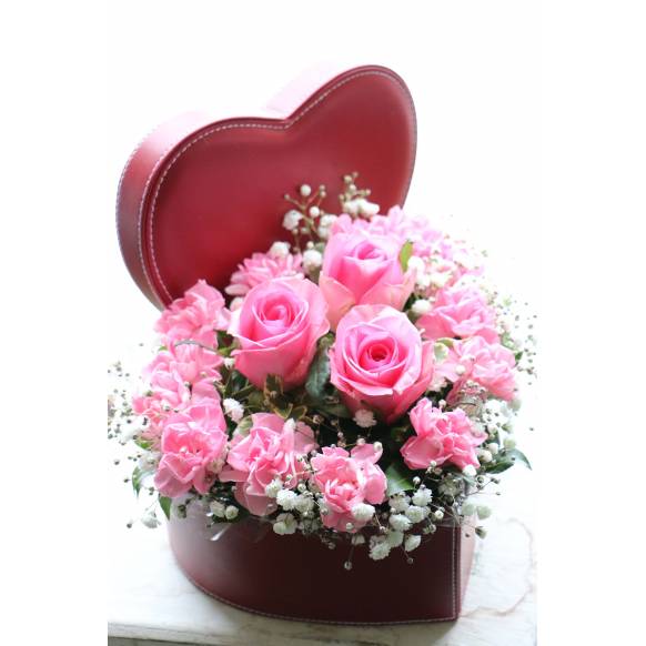 お取り寄せ オリジナルフラワー ハートボックスフラワー｜花