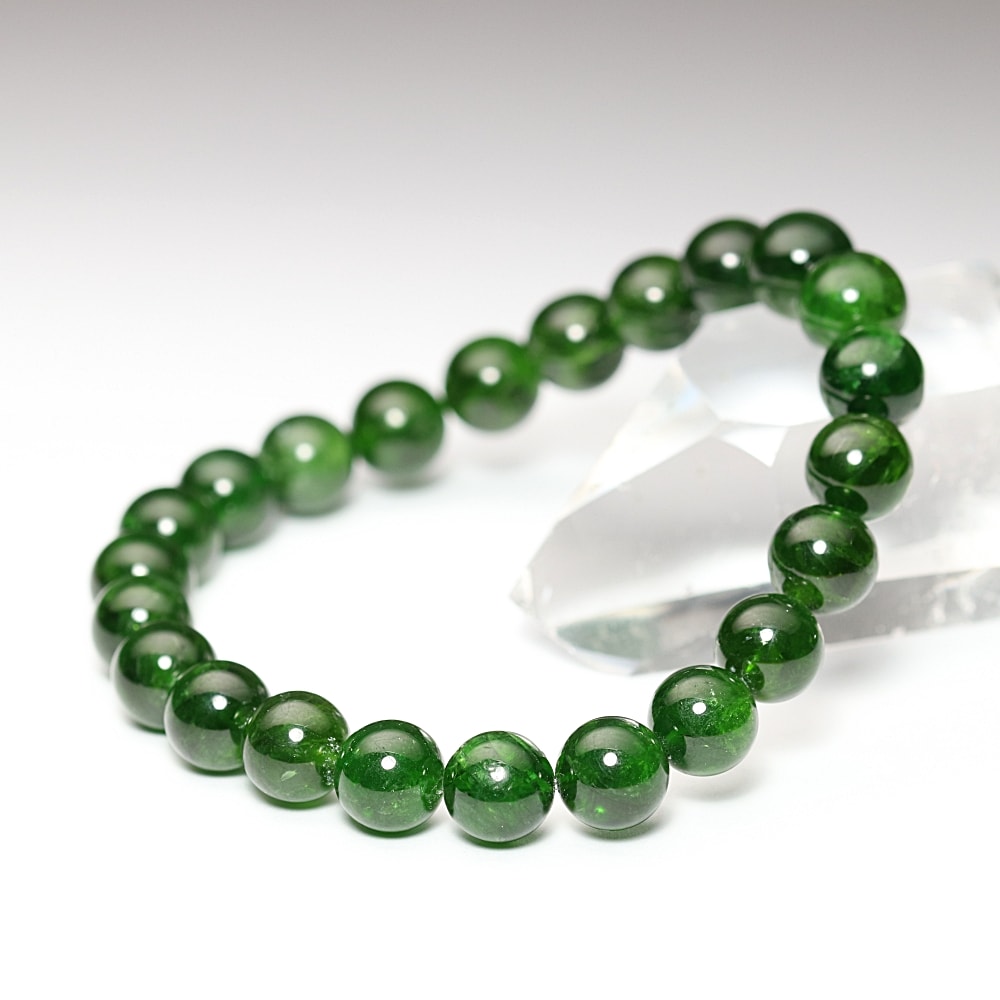 高品質]クロムダイオプサイトブレスレット/透輝石（約8.5mm玉） - 埼玉