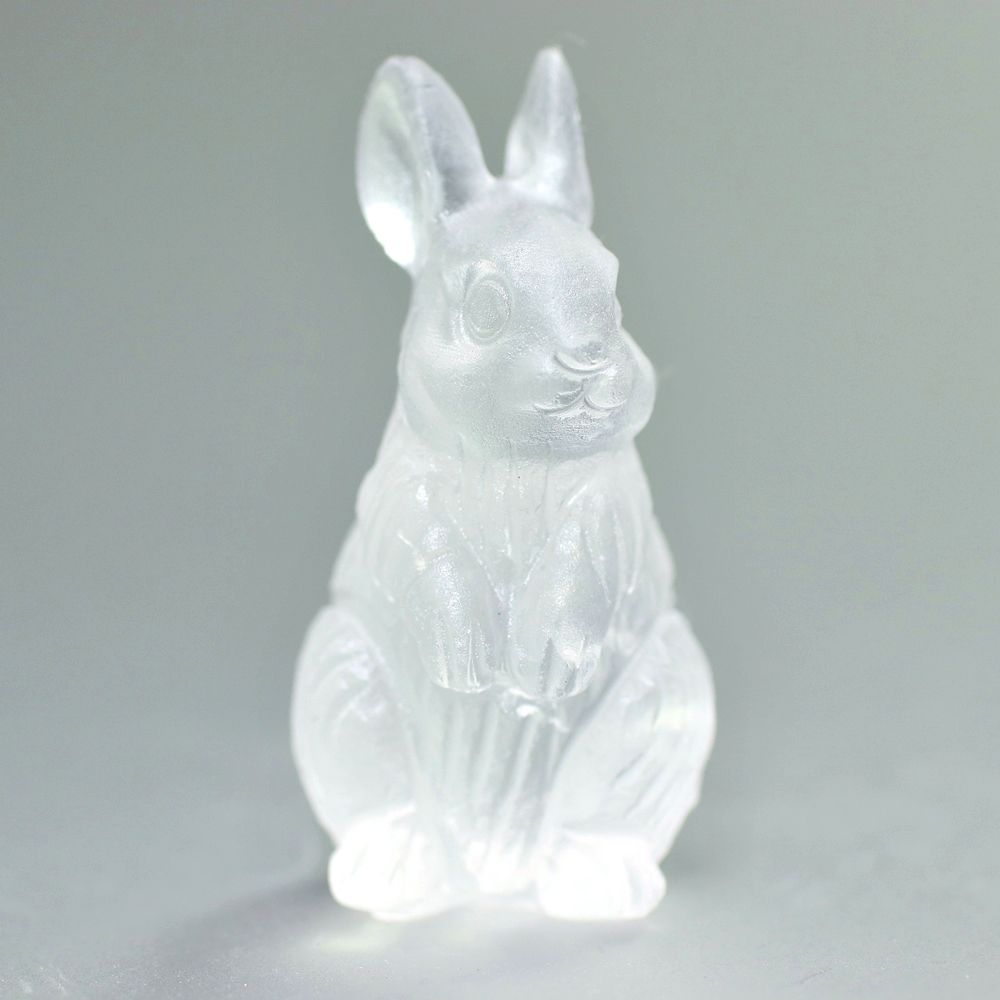 ブラジル産]フロスト水晶彫刻うさぎ（高さ約3.4cm/置物） - 埼玉県吉川