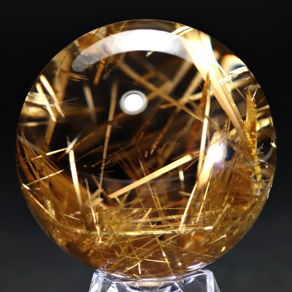 トップクォリティ]ブラジル産タイチンルチルクォーツ丸玉/スフィア