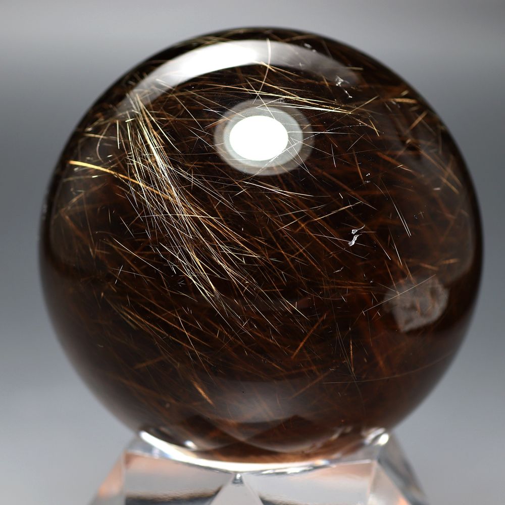 高品質]ブラジル産ゴールドルチルクォーツ丸玉/スフィア（直径62.0mm