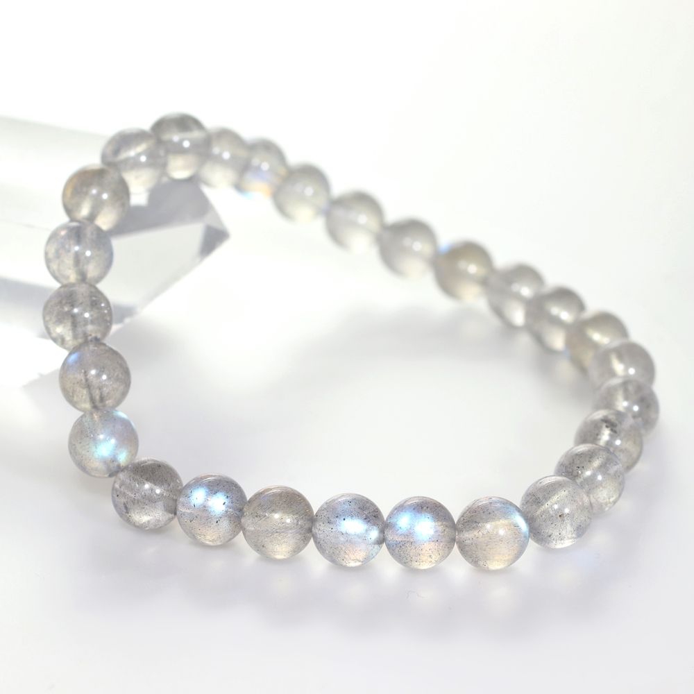 高品質++]ラブラドライトブレスレット（約7mm玉・ブルー系シラー