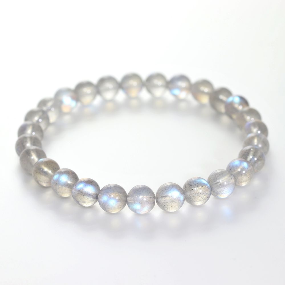 高品質++]ラブラドライトブレスレット（約7mm玉・ブルー系シラー