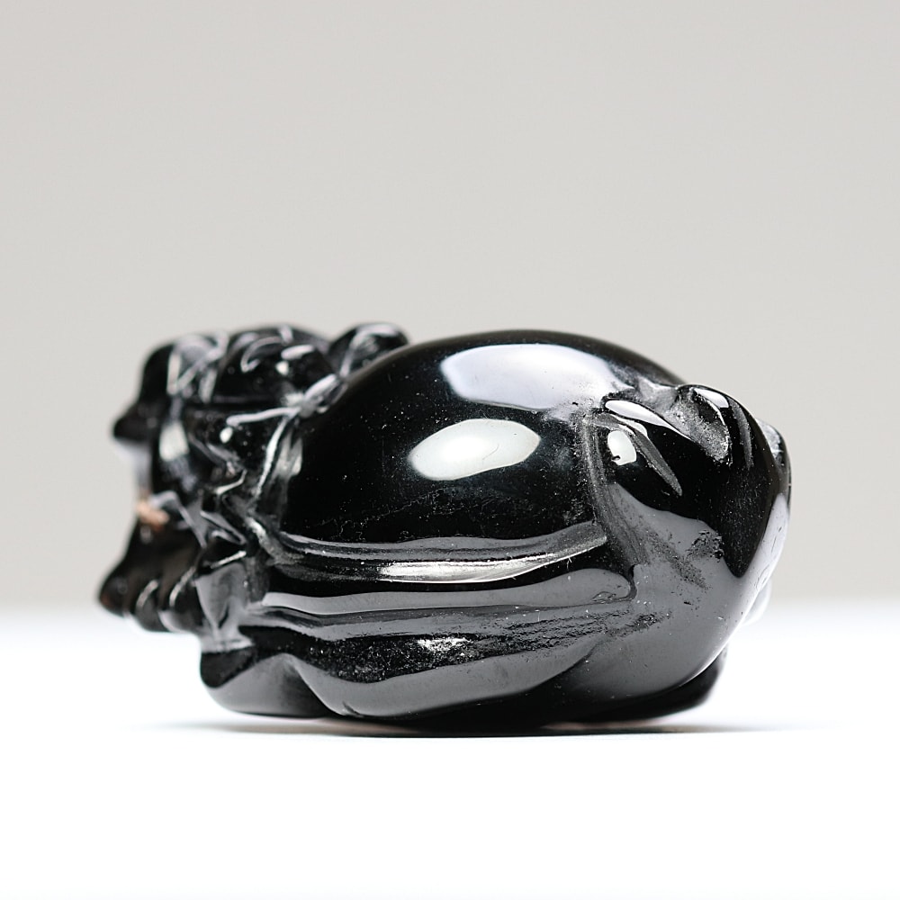 中国/山東省産]モリオン彫刻/天然黒水晶（龍亀/ロングイ） - 埼玉県