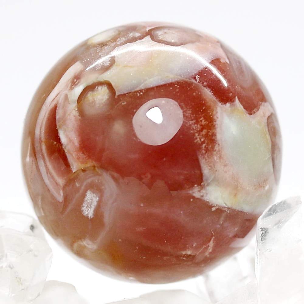 天然無着色]マダガスカル産チェリーブロッサムアゲートスフィア/桜瑪瑙