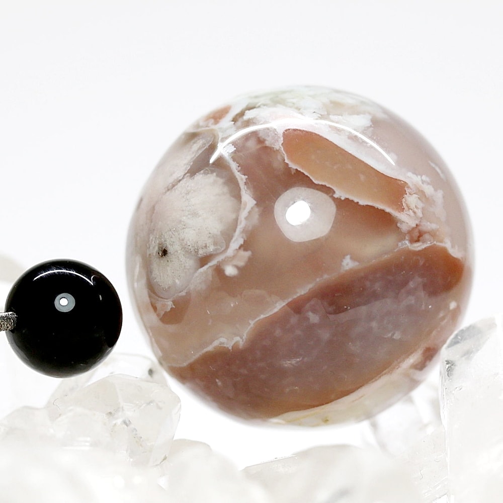 天然無着色]マダガスカル産チェリーブロッサムアゲートスフィア/桜瑪瑙