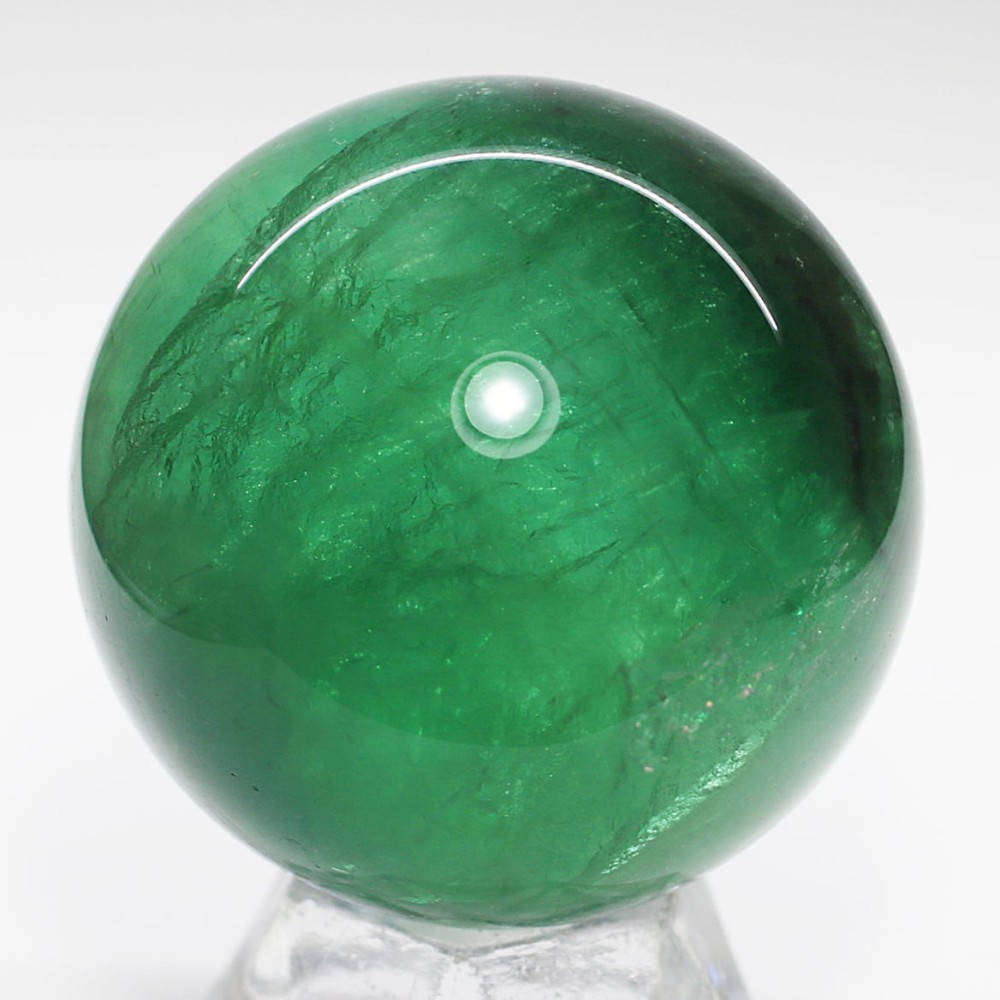 グリーンフローライト丸玉/スフィア（46.6mm・一部レインボー入り