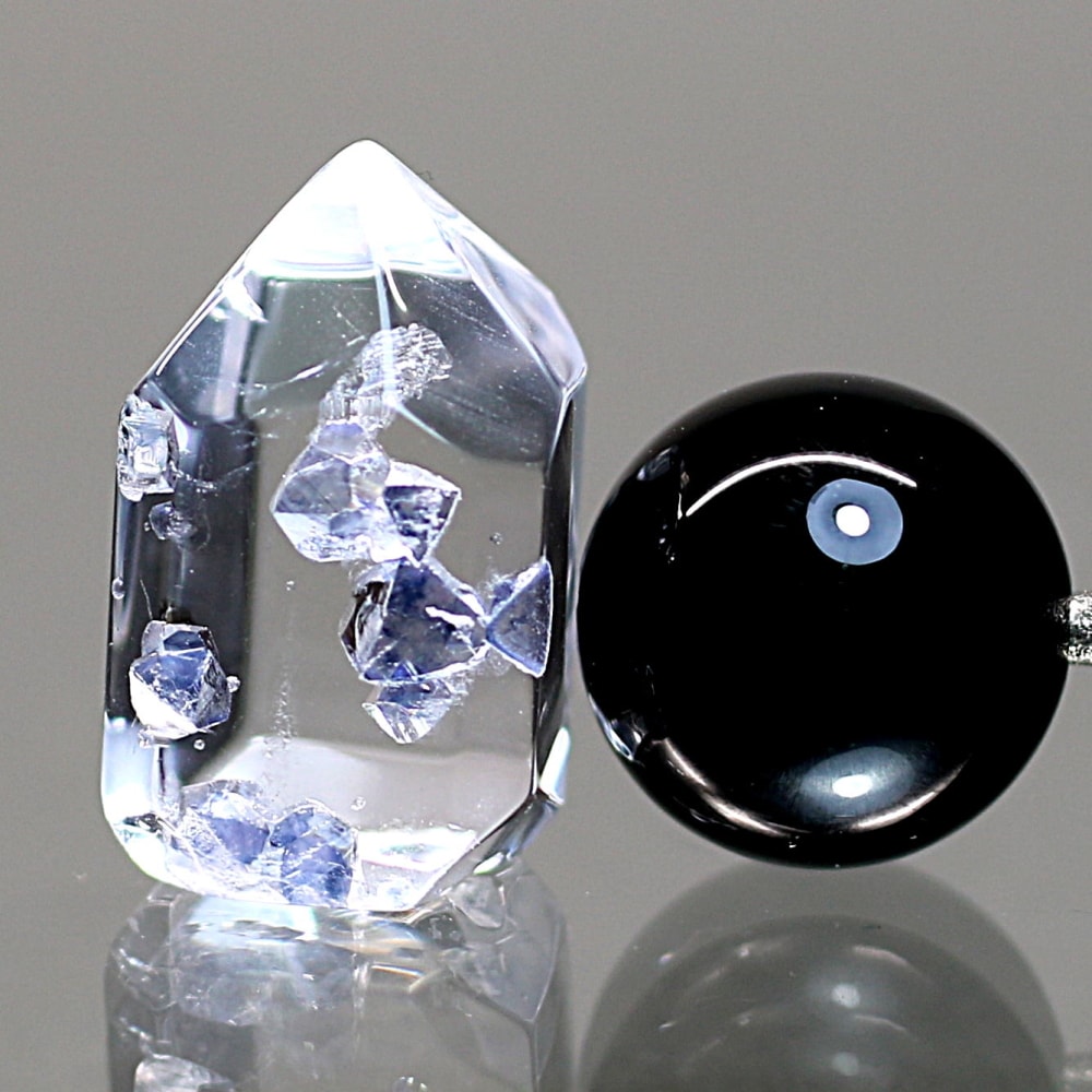 トップクォリティ]フローライトインクォーツポリッシュポイント/ミニ