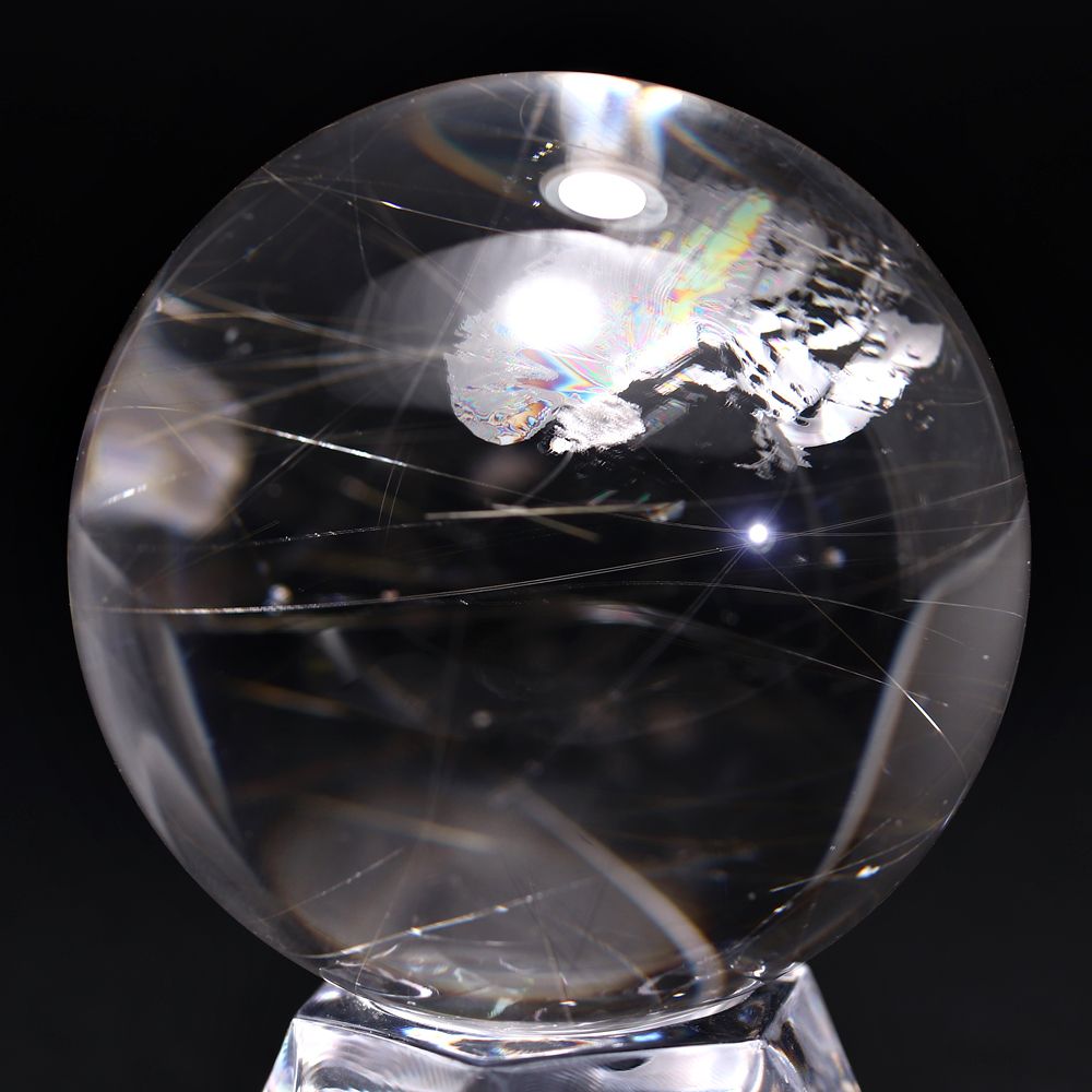 高品質]ガーデンルチルクォーツ丸玉/スフィア（直径55.0mm・レインボー