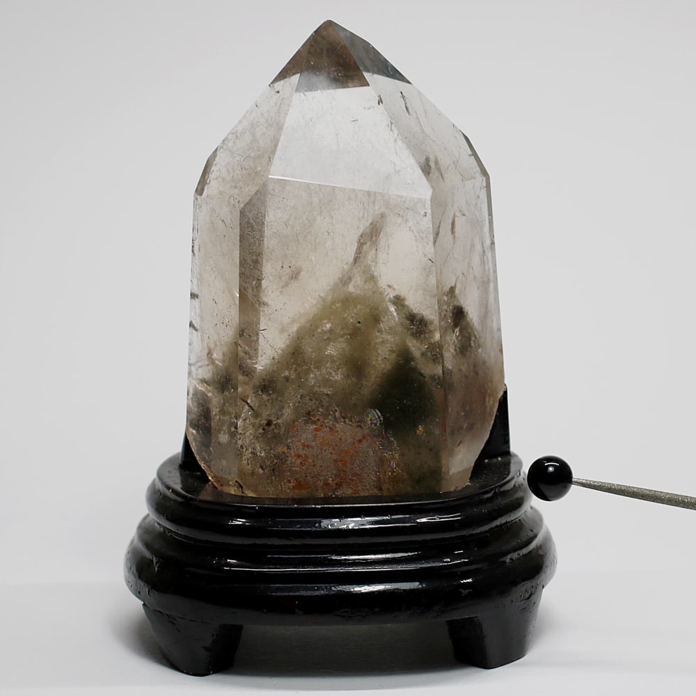 高品質]ガーデンファントム水晶ポリッシュポイント（専用木製台座付属