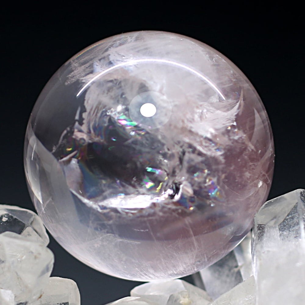 高品質]ピンクエンジェルラダークォーツ丸玉/スフィア（直径29.2mm